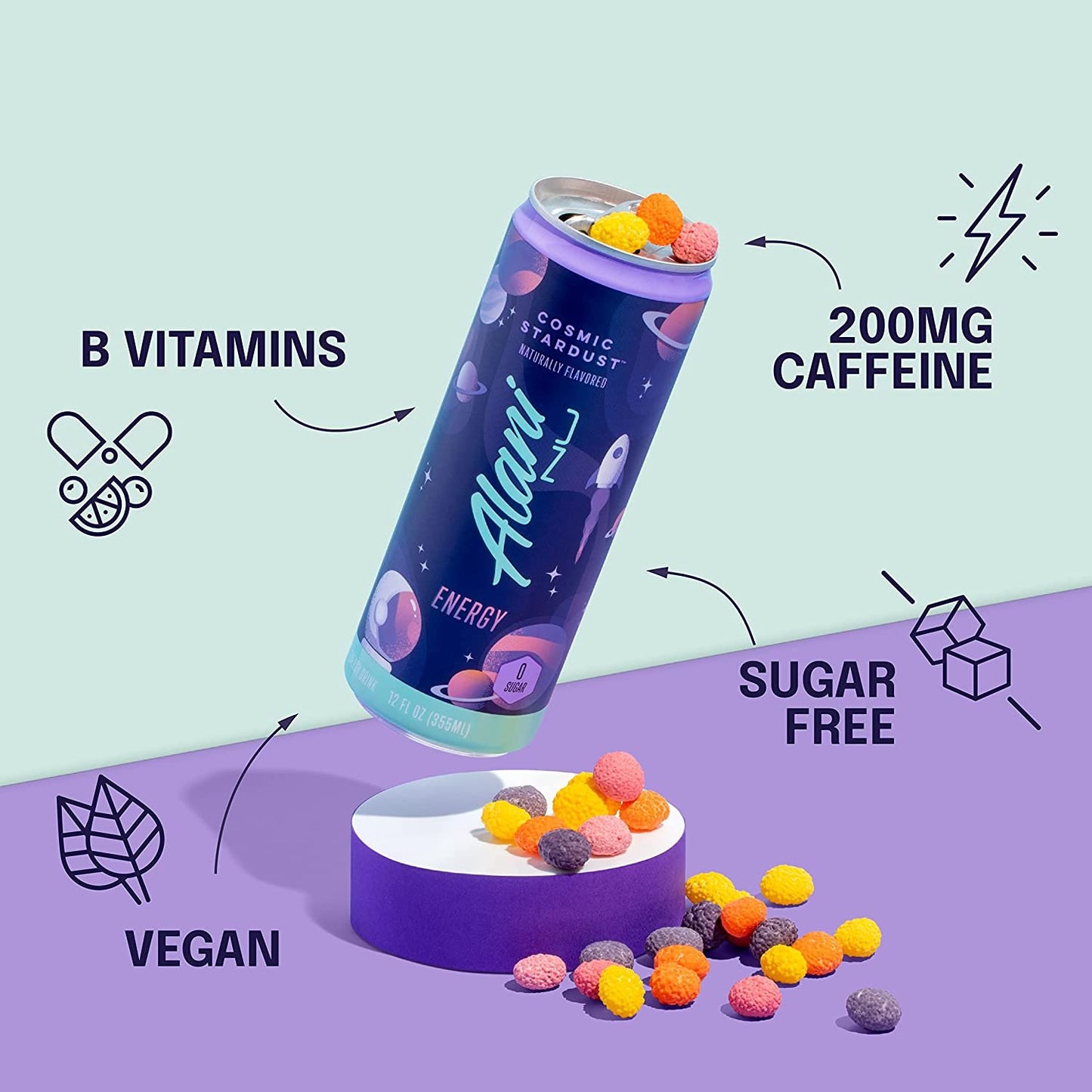 Alani Nu Sugar-Free Energy Drink, Pre-Workout Performance, Tropsicle, 12 oz Cans (Pack of 12)