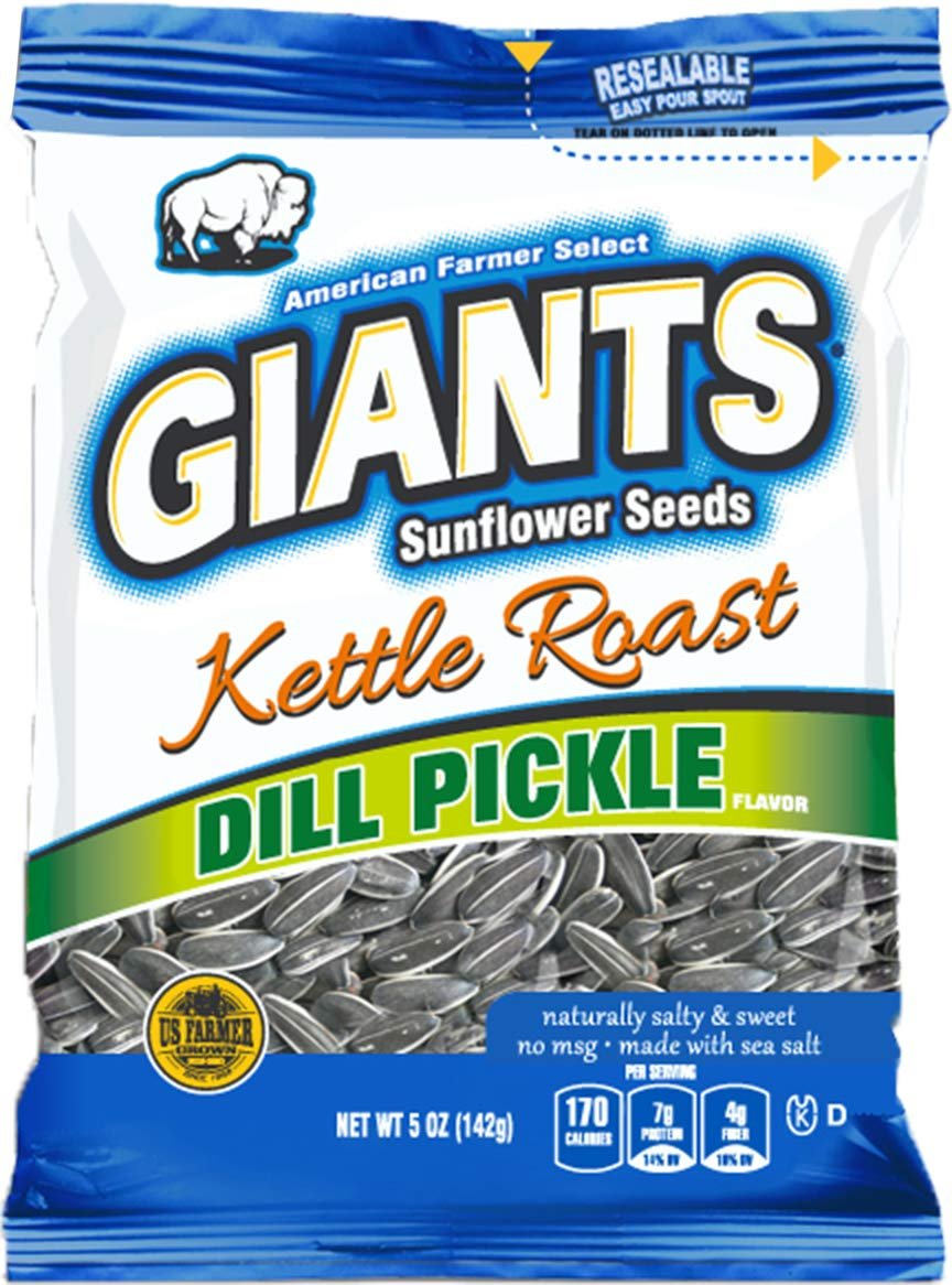 GIANTS Sunflower Seeds Dill Pickle Kettle Roast Flavor, 5 Ounce Bags (Pack of 12)