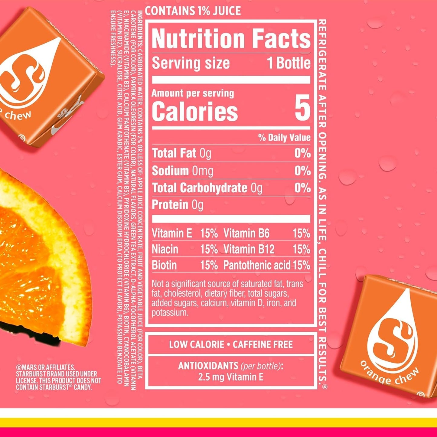 Sparkling Ice STARBURST Cherry, Zero Sugar Flavored Sparkling Water, with Vitamins and Antioxidants, Low Calorie Beverage, 17 fl oz Bottles (Pack of 12)