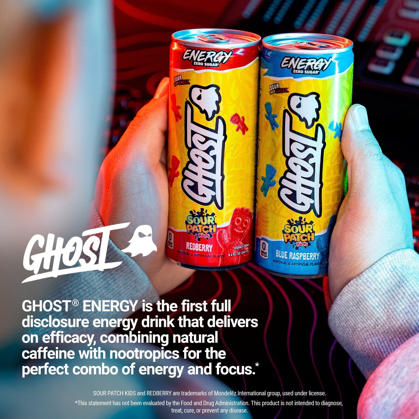 GHOST® Energy Sour Patch Kids Variety, Zero Sugars, 8.4 fl oz, 4 Pack Cans