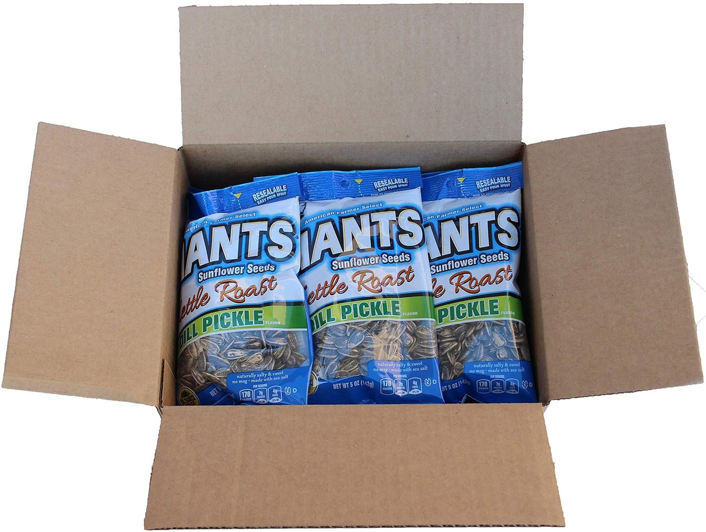GIANTS Sunflower Seeds Dill Pickle Kettle Roast Flavor, 5 Ounce Bags (Pack of 12)