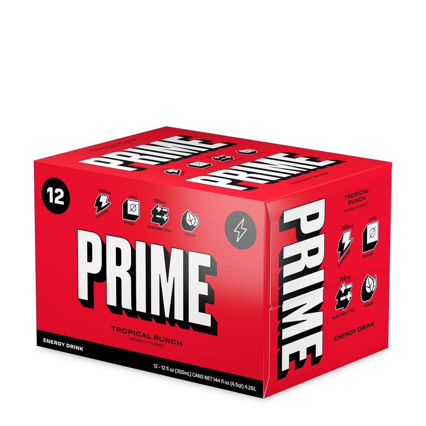 Prime Energy - Energy Drink with 200 mg. of Caffeine and 300 mg. of Electrolytes (Tropical Punch, Single)