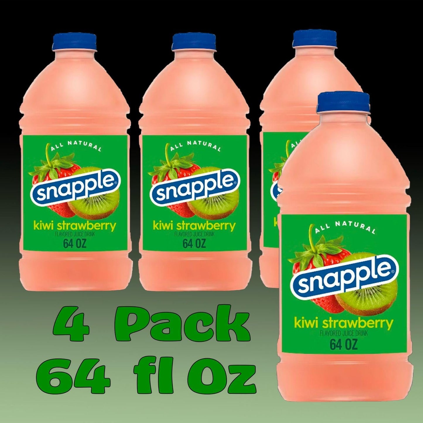 Snapple Kiwi Strawberry All Natural Fruit Juice Drink, 64 fl oz Plastic Bottles (4 Pack)