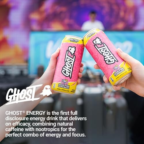GHOST Energy Drink Sour Pink Lemonade 16 oz Cans (Pack of 12)
