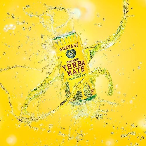 Guayaki Yerba Mate, Clean Energy Drink Alternative, Organic Enlighten Mint, 15.5oz (Pack of 4), 150mg Caffeine