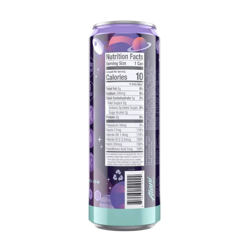 Alani Nu Sugar Free Energy Drinks 12 ounce Cans (Cosmic Stardust, 12 Cans)