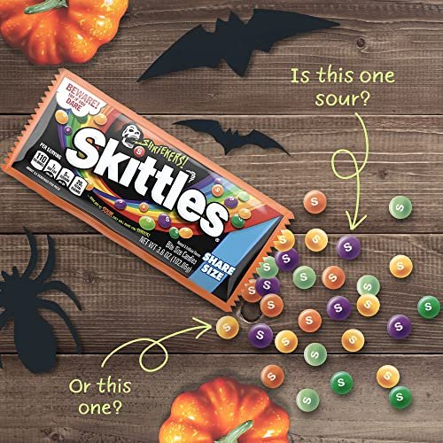 SKITTLES Shriekers Sour Chewy Halloween Candy Share Size Bag, 3.6oz