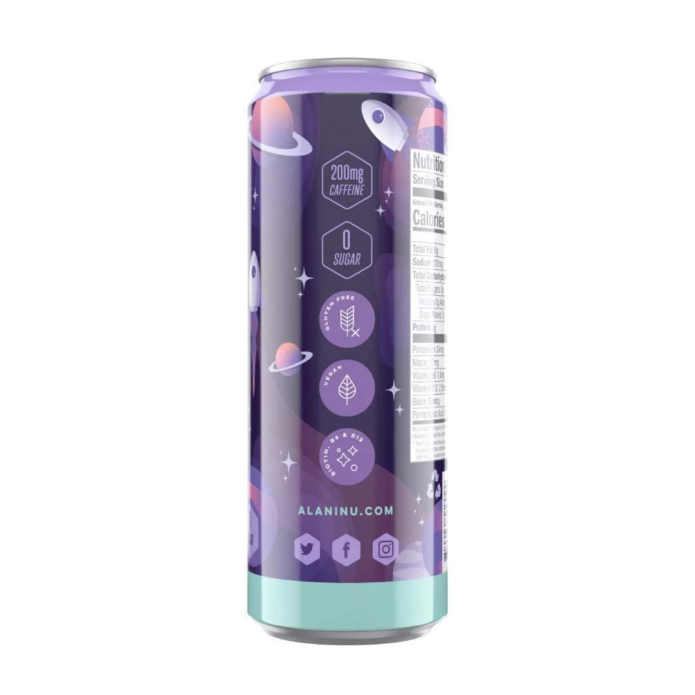 Alani Nu Sugar Free Energy Drinks 12 ounce Cans (Cosmic Stardust, 12 Cans)