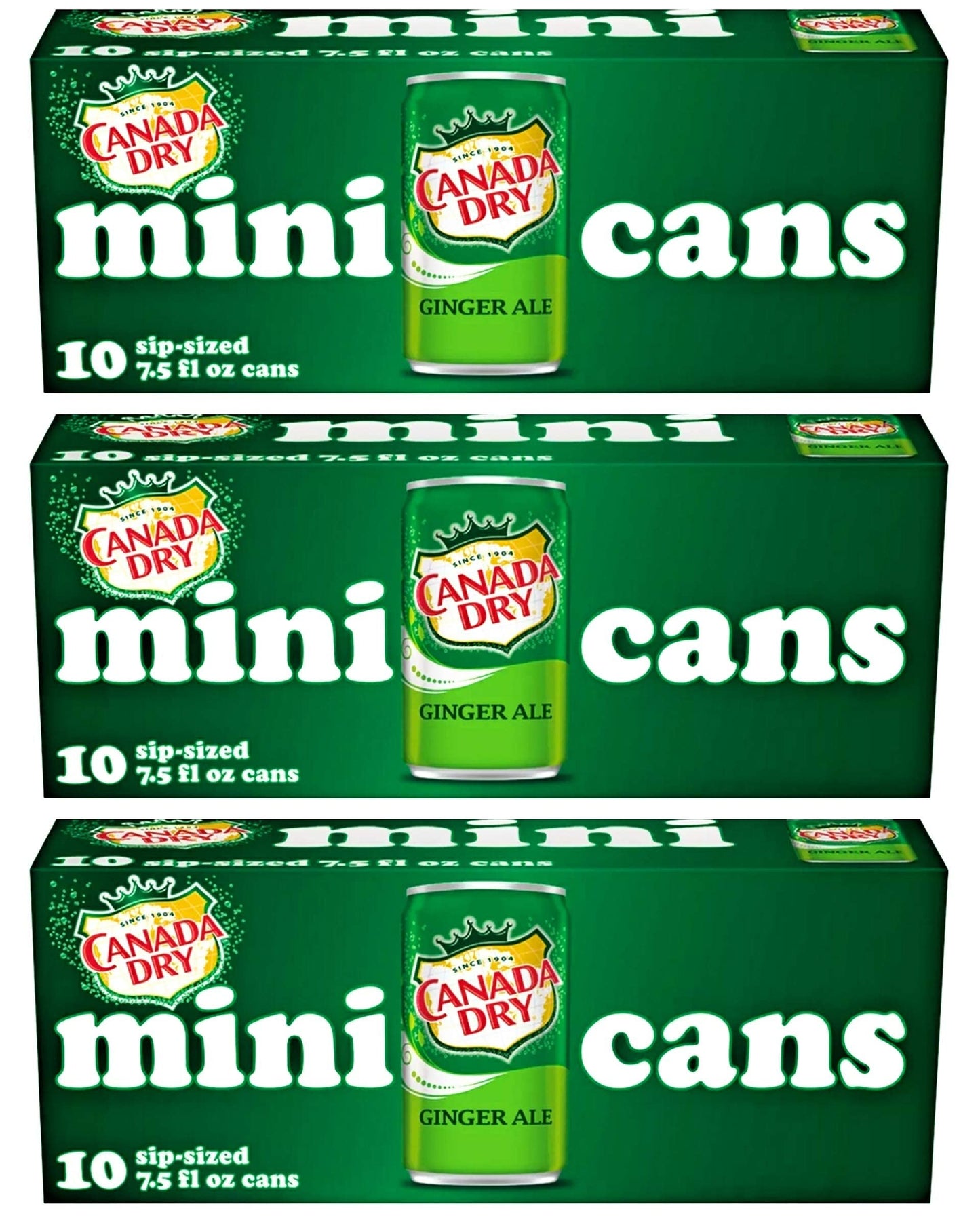 Canada Dry Ginger Ale - 10pk/7.5 fl oz Mini Cans, total 30 cans - SET OF 10
