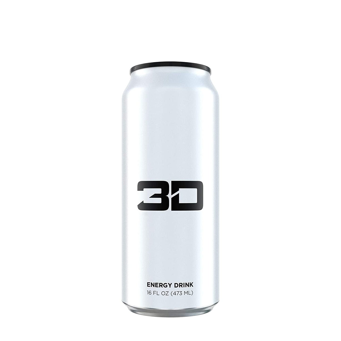3D Energy Drink | Caffeine, Zero Sugar, Taurine, Panax Ginseng, Inositol, Guarana Seed, L-Carnitine Tartrate, 16 Fluid Ounce | 12 Pack (White)