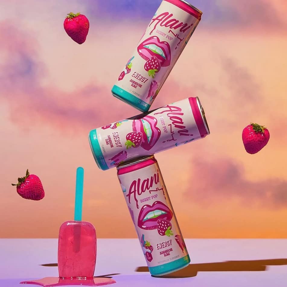 Alani Nu Energy Drinks 6 Cans Sugar Free 200mg of Caffeine B Vitamins 12 Fluid Ounce Cans (Berry Pop)