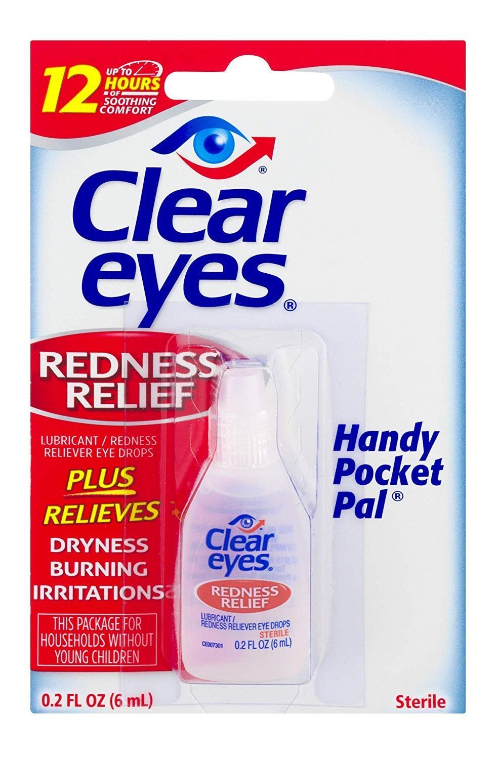 Clear Eyes Eye Drops, Lubricant, Redness Reliever, Handy Pocket Pal 0.2 oz (Pack of 6)