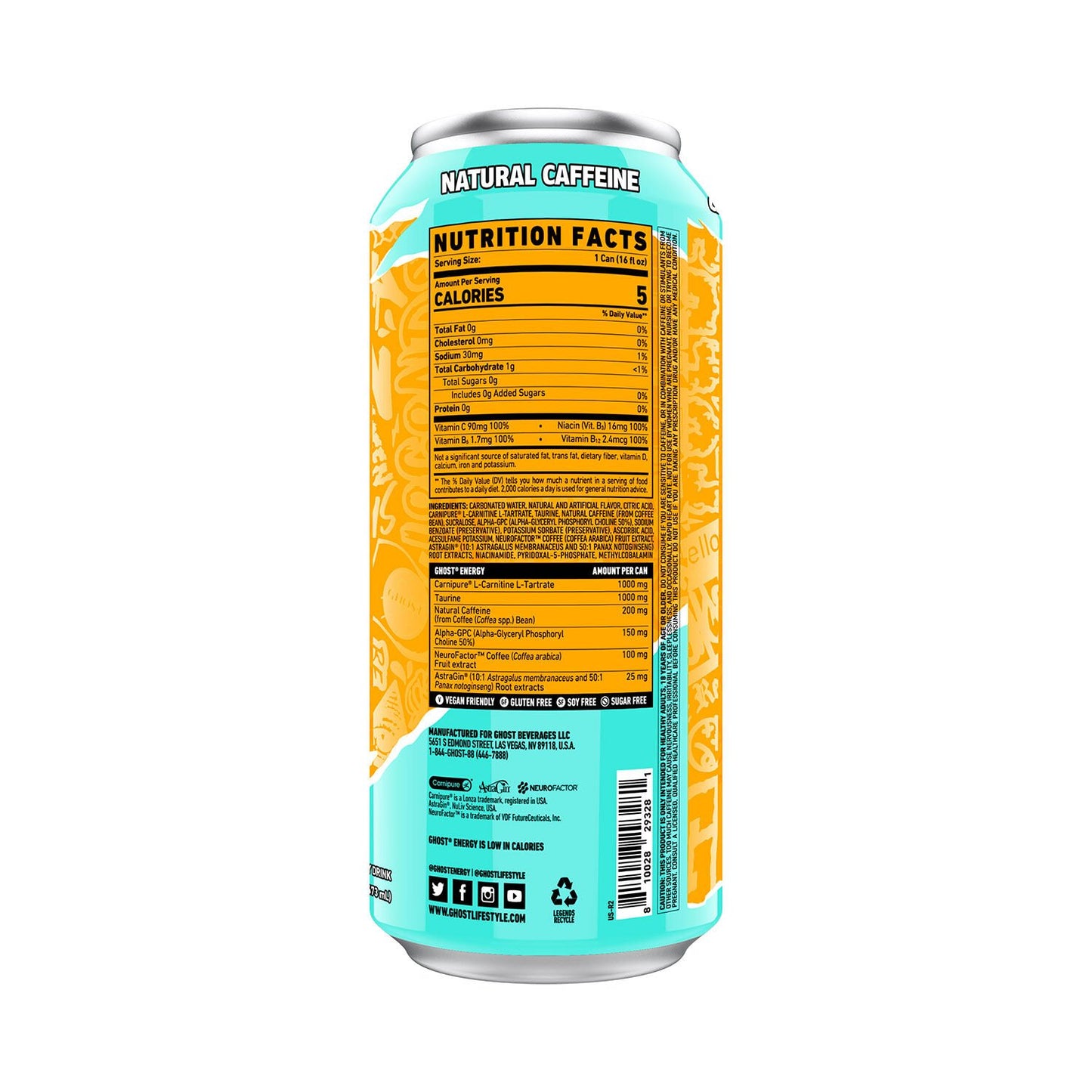 Ghost Energy Ready to Drink 16 Ounce Cans (Tropical Mango, 12 Cans)