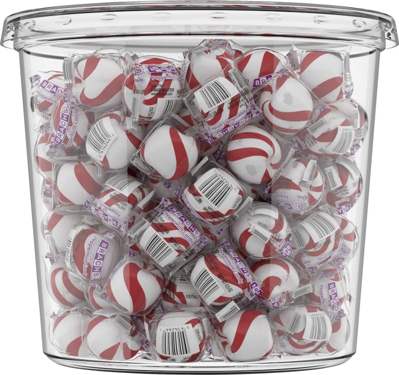 Brach's Bobs Sweet Stripes Soft Peppermint Candy, 160 Individually-Wrapped Pieces, 28 Ounce Jar
