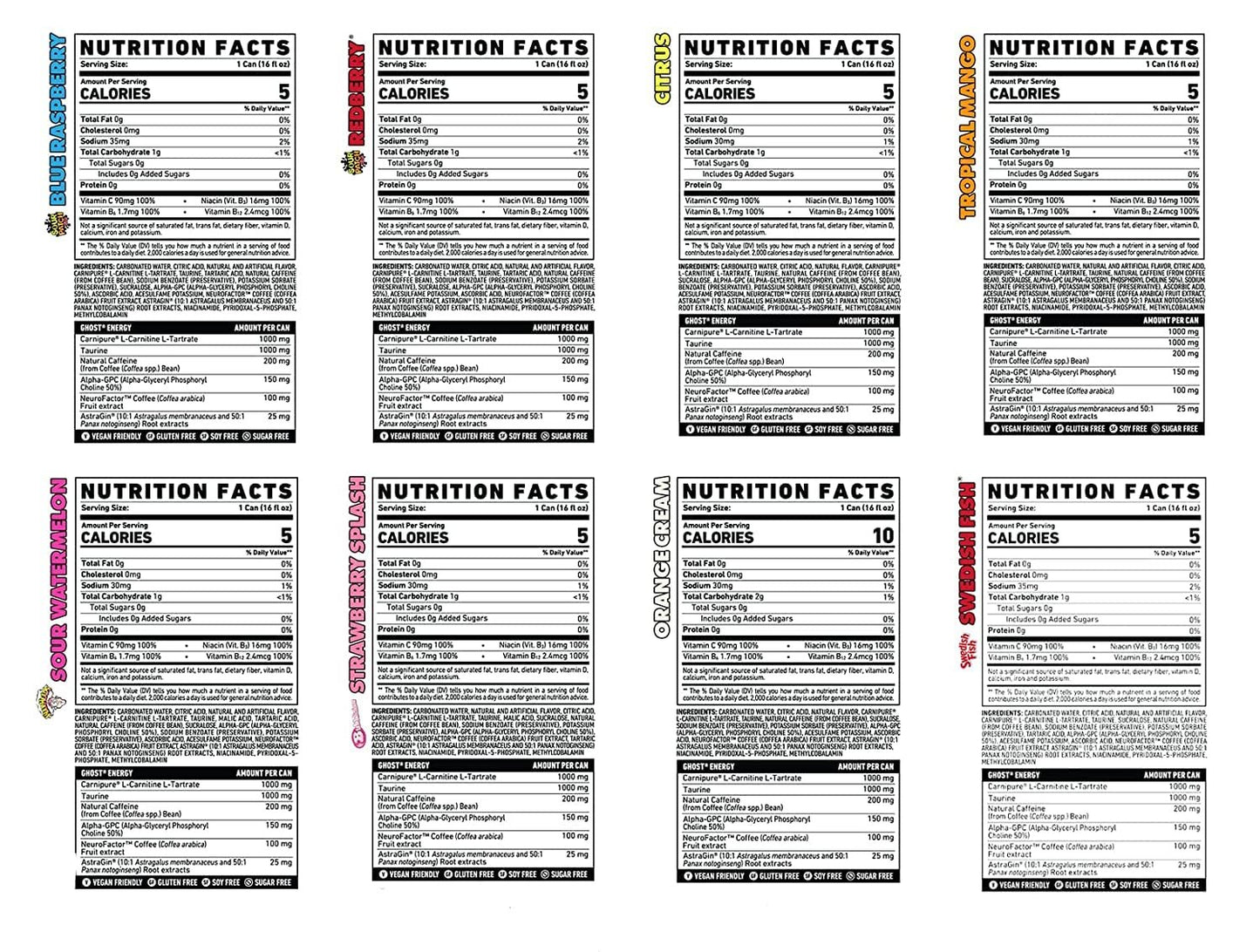 Ghost Energy Drink Cans, Variety Pack. Four Flavors Included 16 oz Cans (4 Pack)
