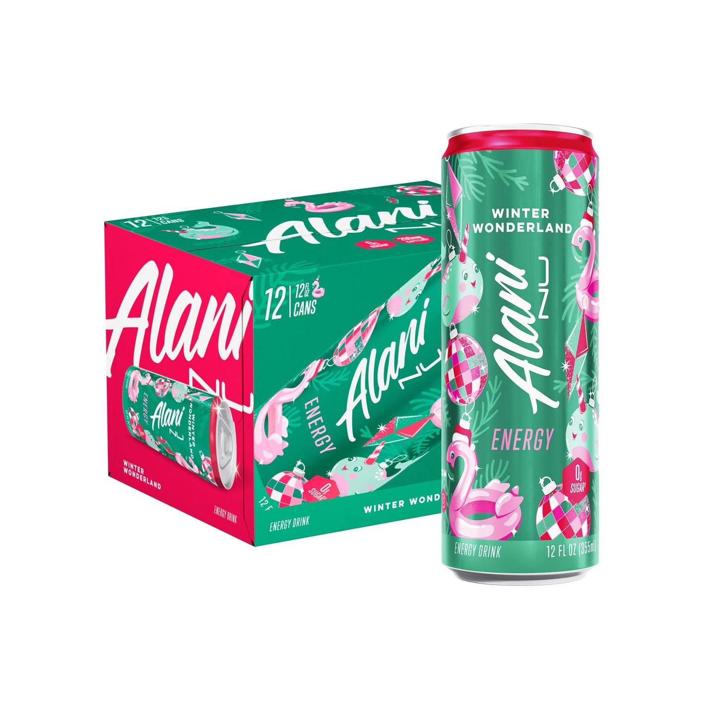 Alani Nu Energy Drink Winter Wonderland 12 oz (Pack of 12)