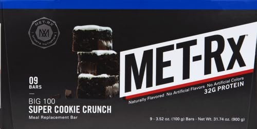 MET-RX BIG 100 BR,Bar Super Cookie Crunch, 3.52 OZ (Pack of 9 Bars)