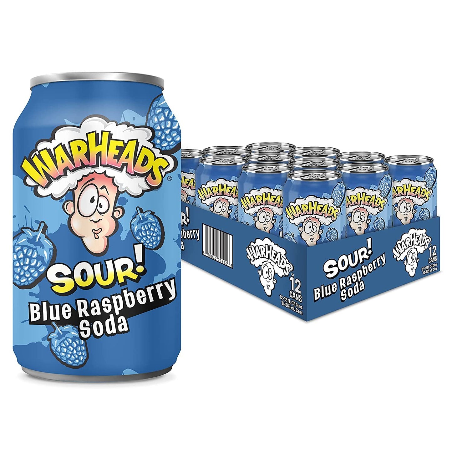 WARHEADS SODA - Sour Fruity Soda with Classic Warheads Flavors – Perfectly Balanced Sweet and Sour Soda - Warheads Candy Throwback Treat, Soda, Cocktail Mixer, Pack of 12, 12oz Cans