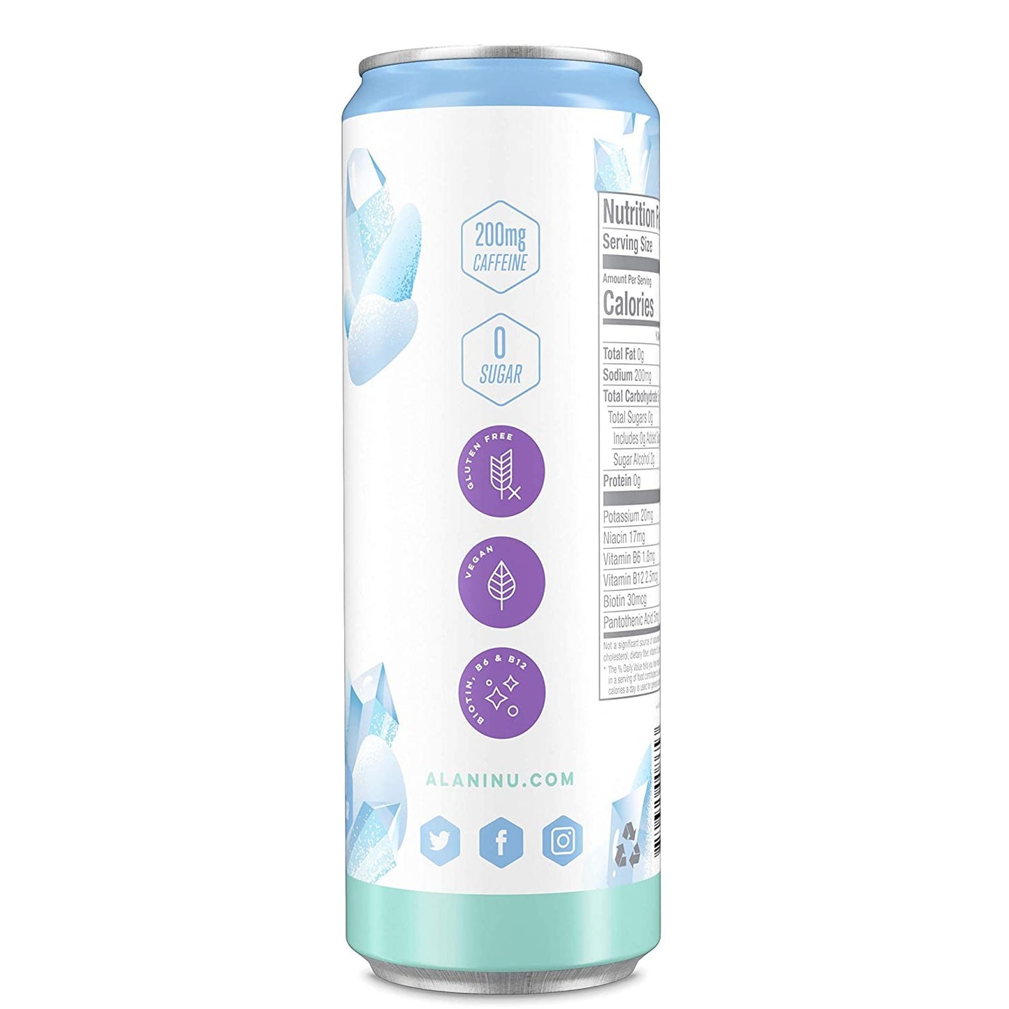 Alani Nu Sugar-Free Energy Drink, Pre-Workout Performance, Arctic White, 12 oz Cans (Pack of 12)