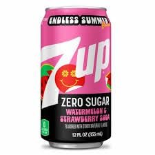 7up Watermelon Strawberry Soda, 12 Fl Oz Cans (12 Pack, Zero Sugar)