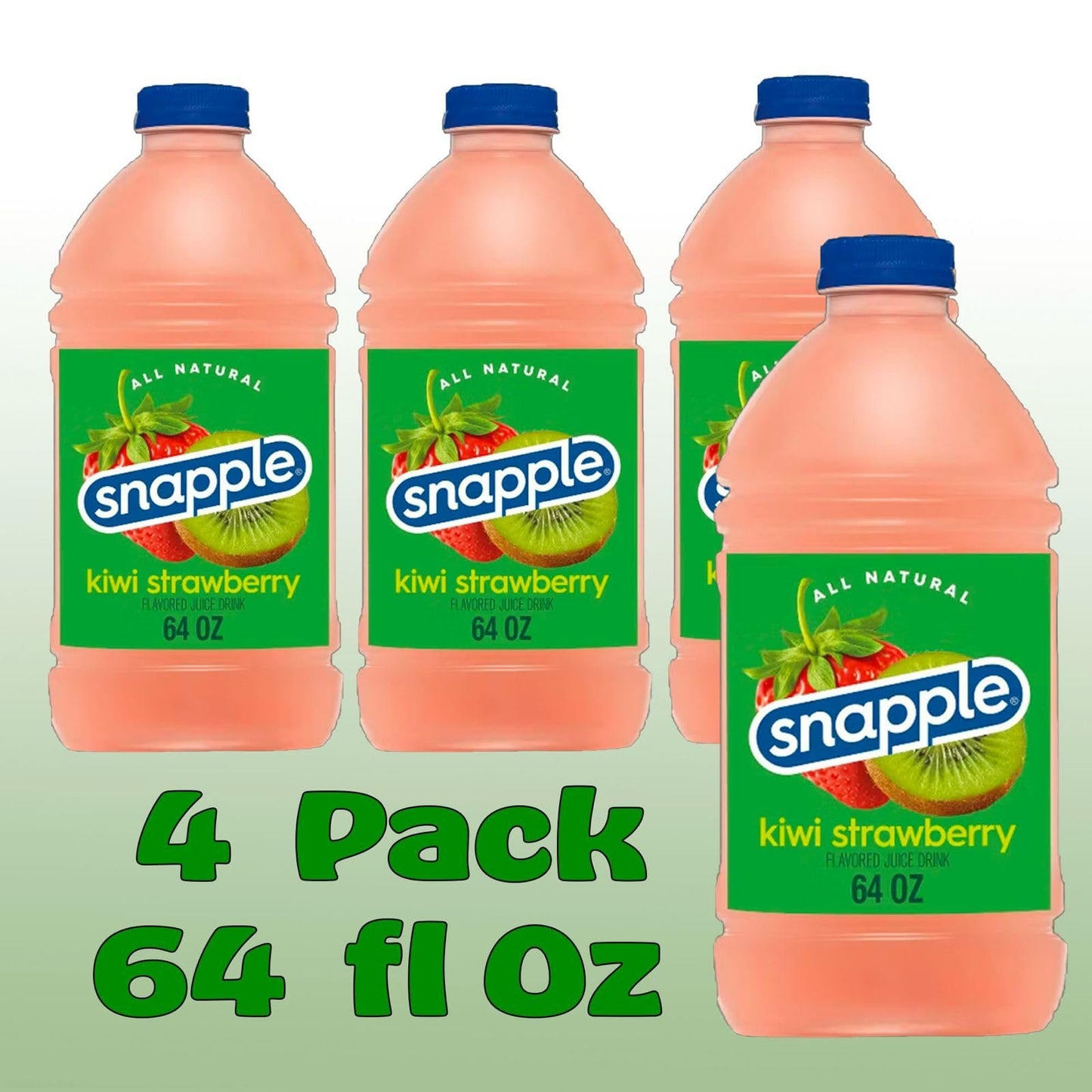 Snapple Kiwi Strawberry All Natural Fruit Juice Drink, 64 fl oz Plastic Bottles (4 Pack)