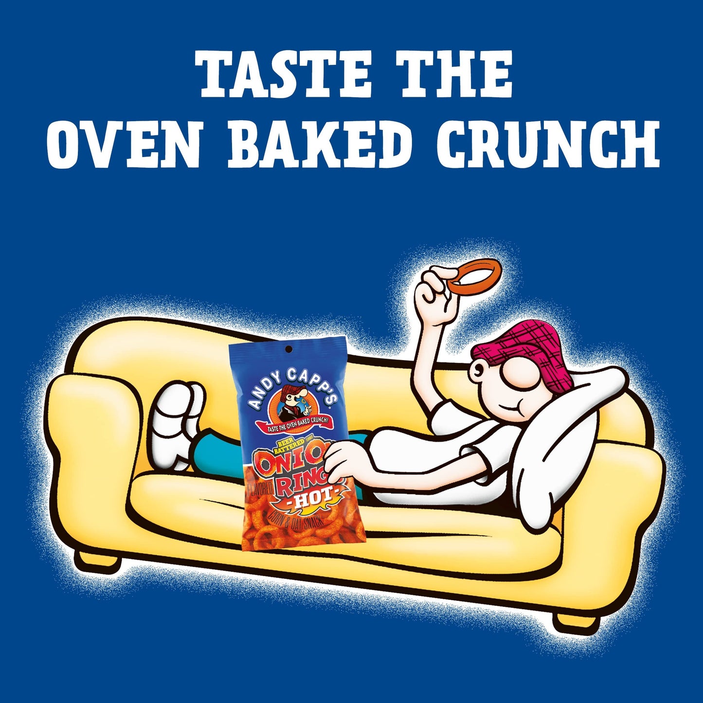 Andy Capp's Beer Battered Flavored Onion Flavored Rings Baked Oat and Corn Snacks, Hot, 2 oz