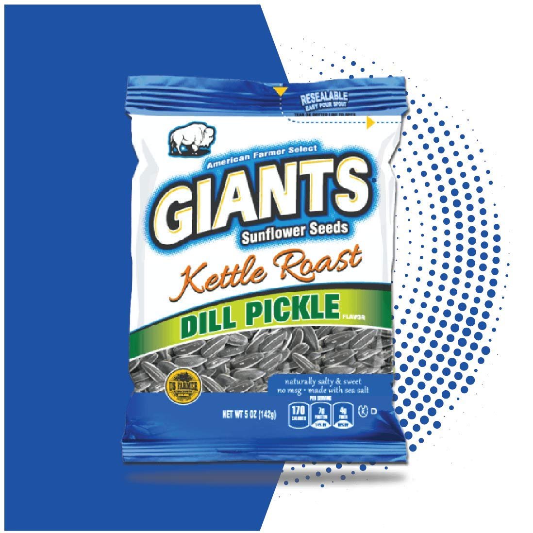 GIANTS Sunflower Seeds Dill Pickle Kettle Roast Flavor, 5 Ounce Bags (Pack of 12)