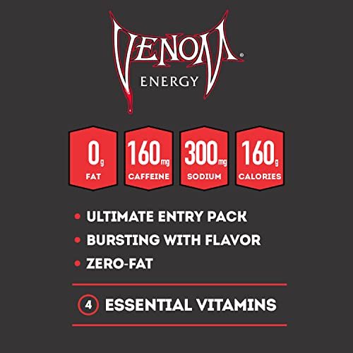 Venom Energy Drink, 16 Fl Oz, 12 Pack, 0 Fat, 160mg Caffeine