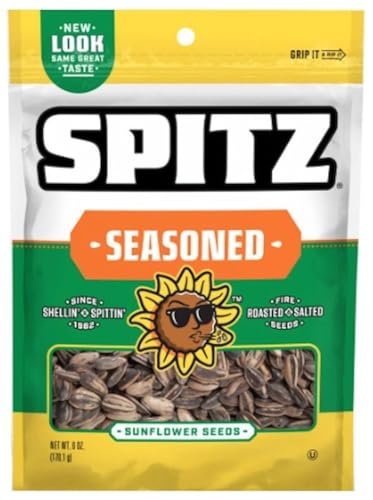Spitz Seasoned Flavored Sunflower Seeds 6 ounce Resealable Big Bag"" (Pack of 6)