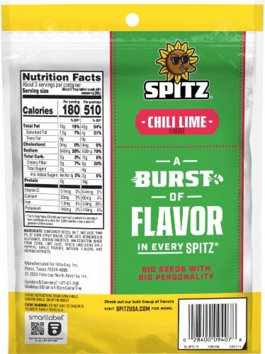 Spitz, Sunflower Seeds, Chili Lime Flavored, Big Bag, 6oz Bag (Pack of 4)