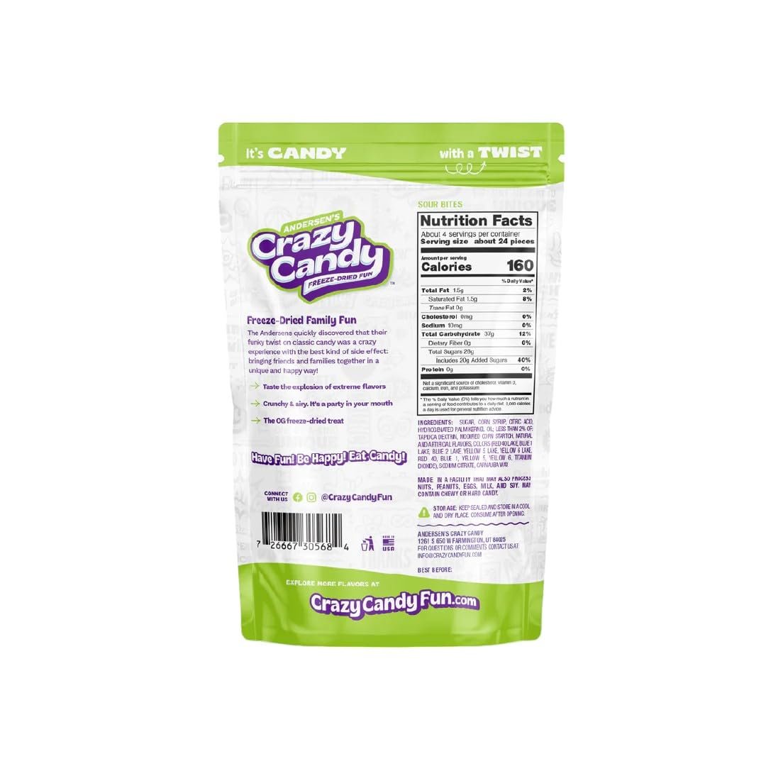 Andersen's Crazy Candy Freeze Dried Candy - Freeze Dried Sour Bites, 4.2 Ounces