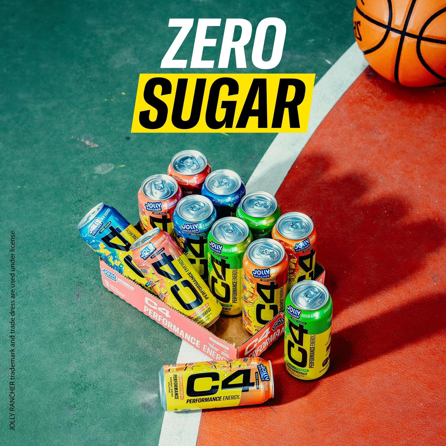 Cellucor C4 Performance Energy Drink | JOLLY RANCHER Blue Raspberry | Zero Sugar Carbonated Preworkout Energy | 200mg Caffeine with Beta Alanine | 16 Fl Oz (12 Pack)