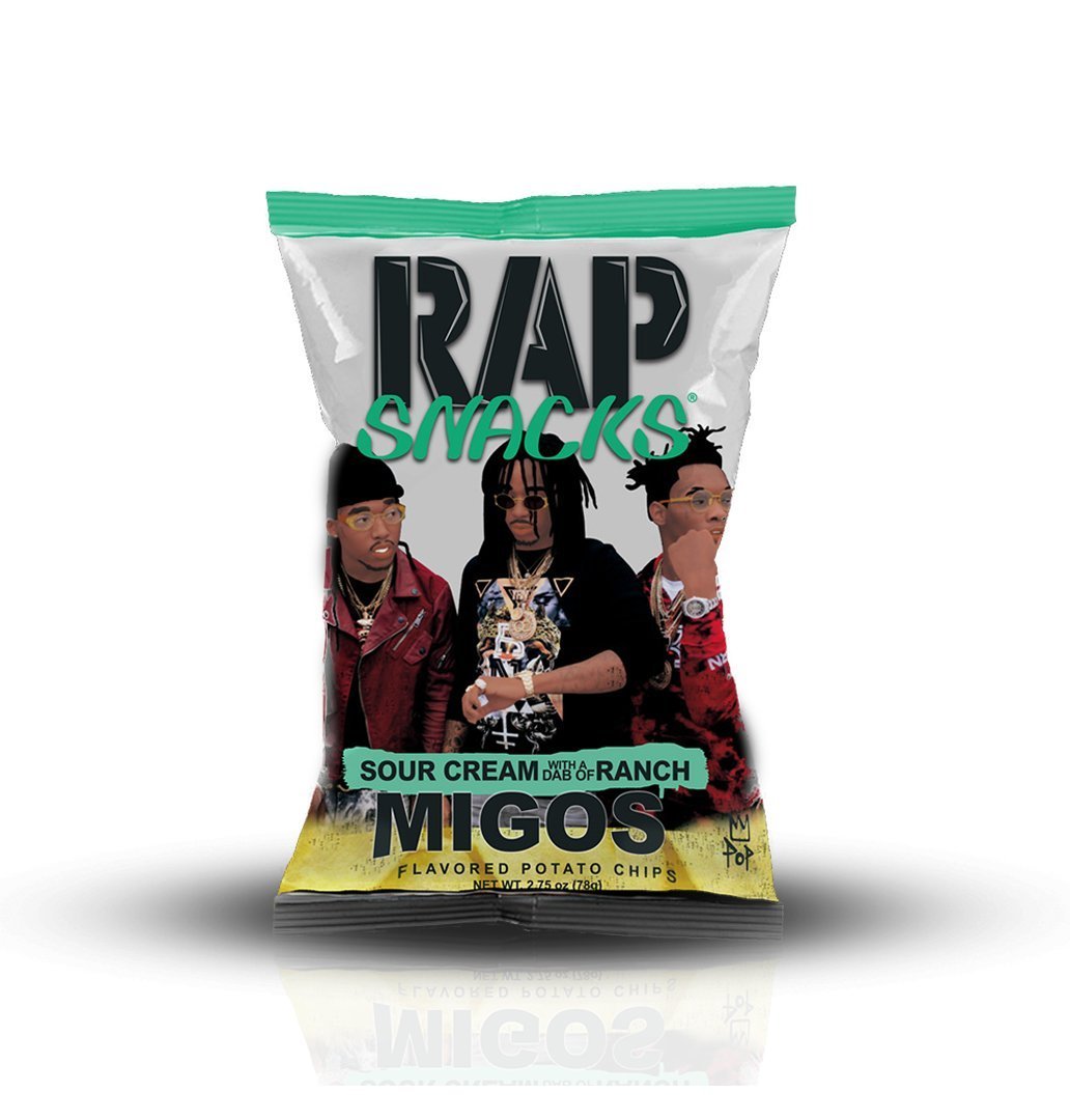 Rap Snacks 5 Pack Variety (2.5oz Bags) (Migos Sour Cream Dab of Ranch)