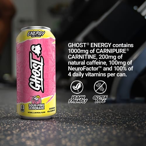 GHOST Energy Drink Sour Pink Lemonade 16 oz Cans (Pack of 12)