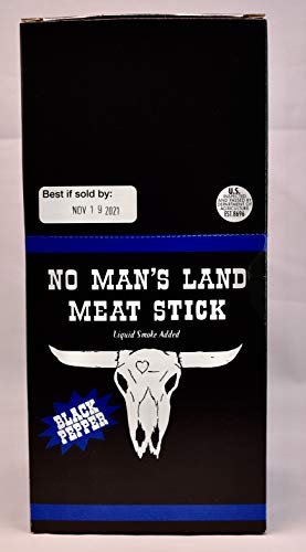 No Man's Land BLACK PEPPER Meat Sticks High Protein Low Calorie Low Carb Meat Snack Carton of 24 1oz Sticks