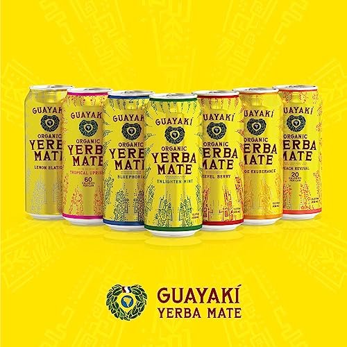 Guayaki Yerba Mate, Clean Energy Drink Alternative, Organic Enlighten Mint, 15.5oz (Pack of 4), 150mg Caffeine