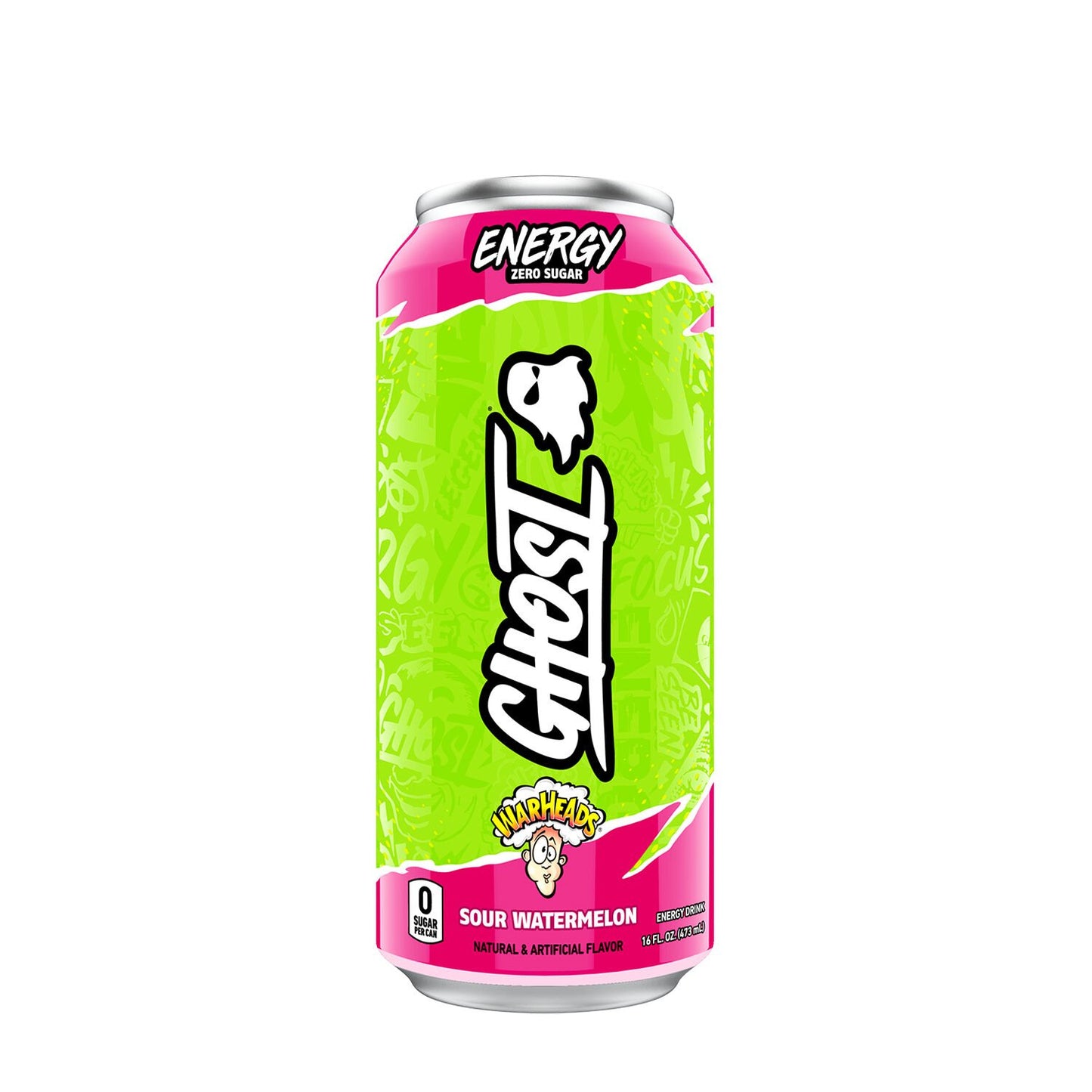 Ghost Energy Ready to Drink 16 Ounce Cans (Warheads Sour Watermelon, 12 Cans)