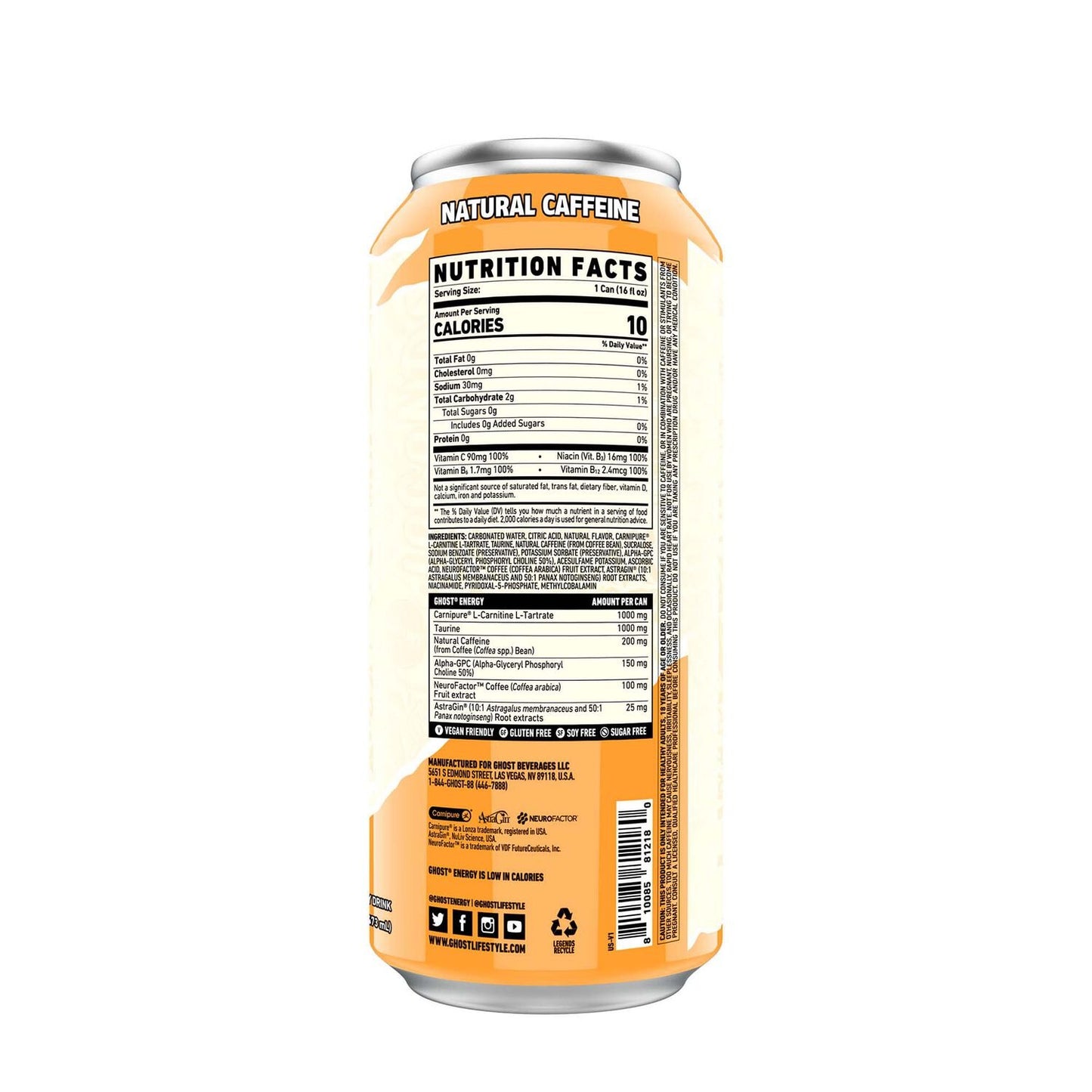 Ghost Energy Ready to Drink 16 Ounce Cans (Orange Cream, 12 Cans)