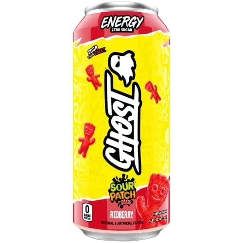 Ghost Energy Drink Cans, Variety Pack. Four Flavors Included Orange Cream, Swedish Fish, & Sour Patch KIds Blue Raspberry & Redberry. 16oz-Ready To Drink