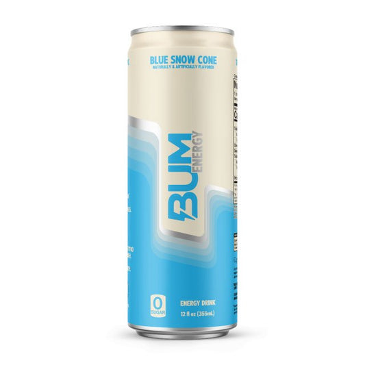 Bum Energy Drink Sugar Free 12 Ounce Slim Cans Blue Snowcone (Pack of 12)