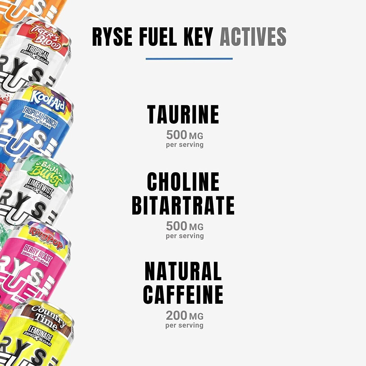 RYSE Fuel Energy Drink | On The Go Energy | 0 Sugars | 0 Calories | Vegan | 200mg Caffeine | 12 Pack (Variety Pack)
