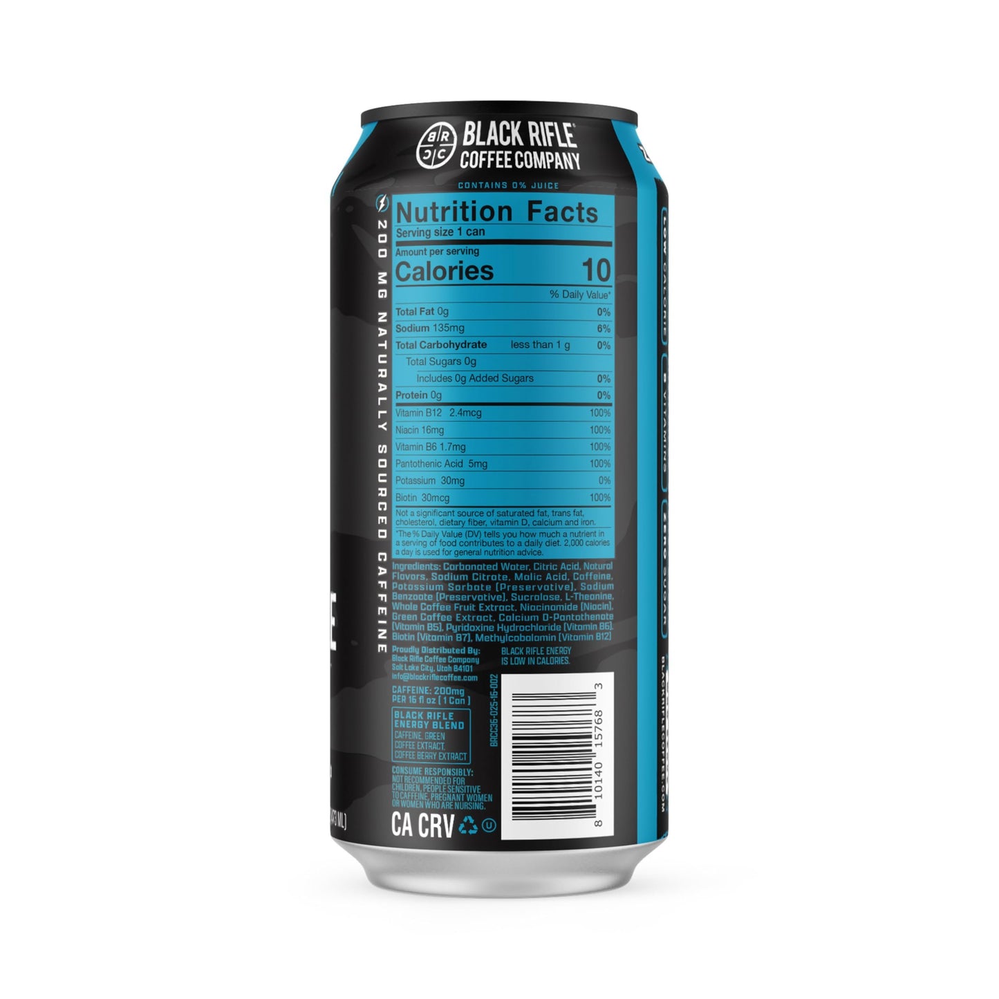 Black Rifle Energy Ranger Berry Zero Sugar Energy Drink, 200mg Caffeine, 16 fl oz can (Pack of 12)