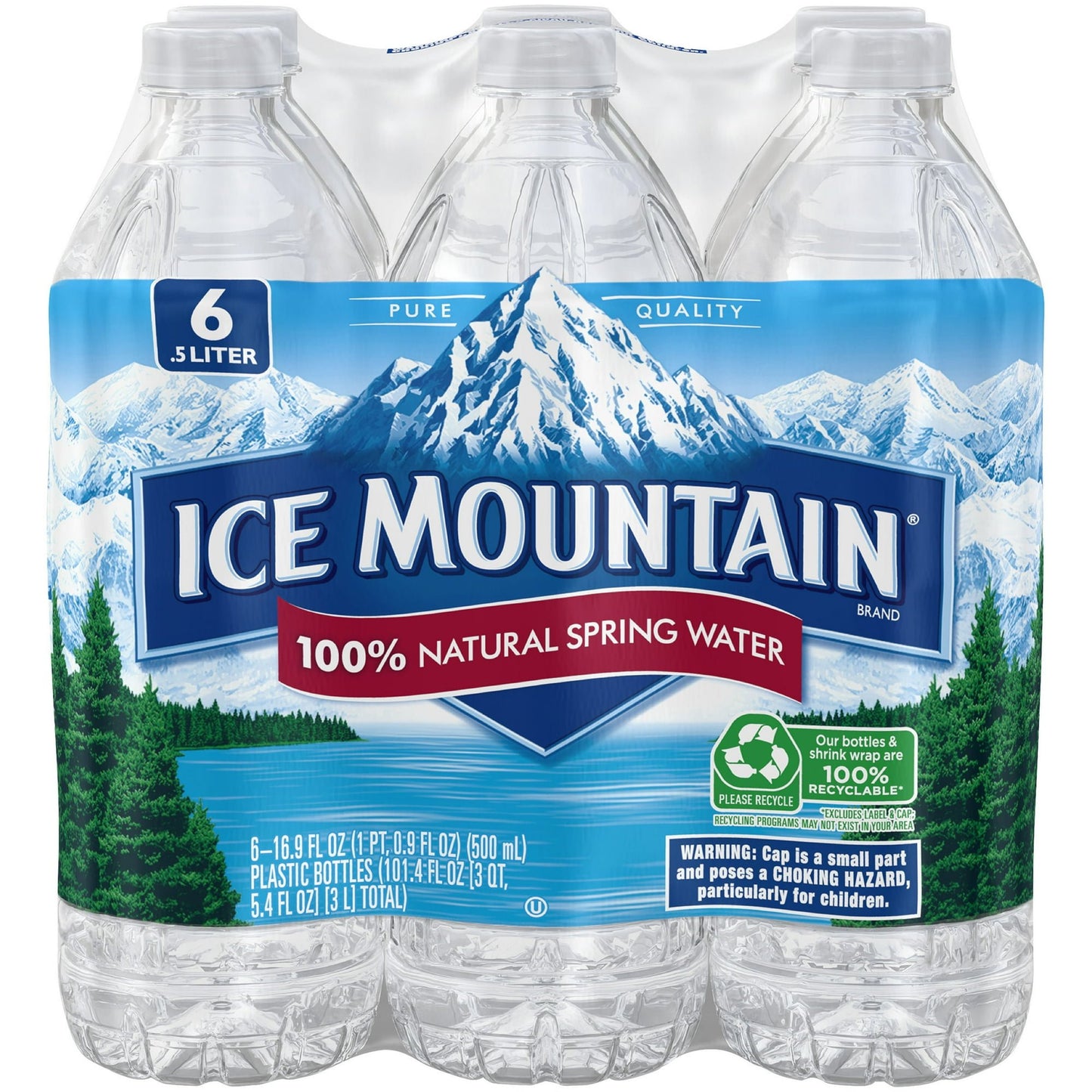 ICE MOUNTAIN BRAND 100% Natural Spring Water 6-16.9 fl. oz. Bottles