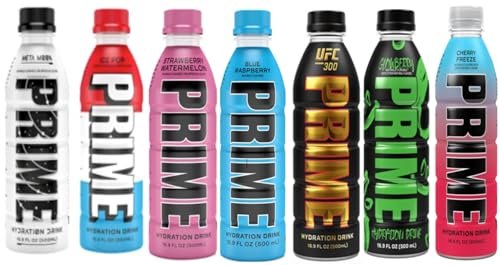 Prime Hydration Sports Drink Variety Pack - Energy Drink, Electrolyte Beverage - Lemon Lime, Tropical Punch, Orange, Grape, Ice Pop, Meta Moon, & Strawberry Watermelon - 16.9 Fl Oz (7 Pack - 7 Flavors)