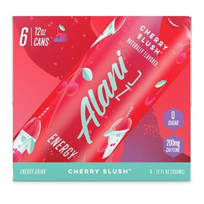 Alani Nu Energy Drinks 6 Cans Sugar Free 200mg of Caffeine B Vitamins 12 Fluid Ounce Cans (Cherry Slush)