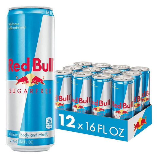 Red Bull Energy Drink, Sugar Free, Sugarfree, 16 Fl Oz (Pack of 12)