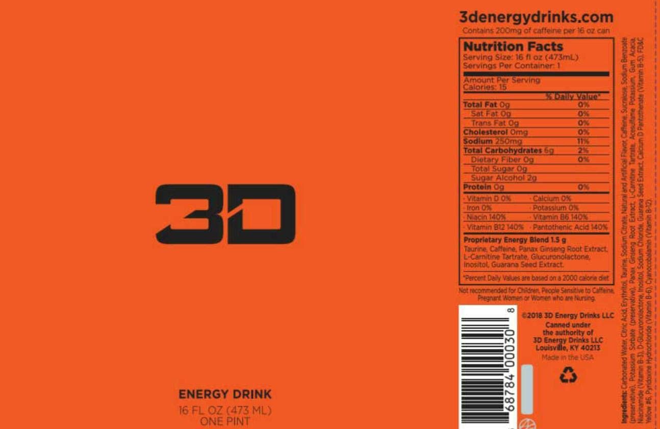 3D Energy Drink - Orange (Pack of 12)