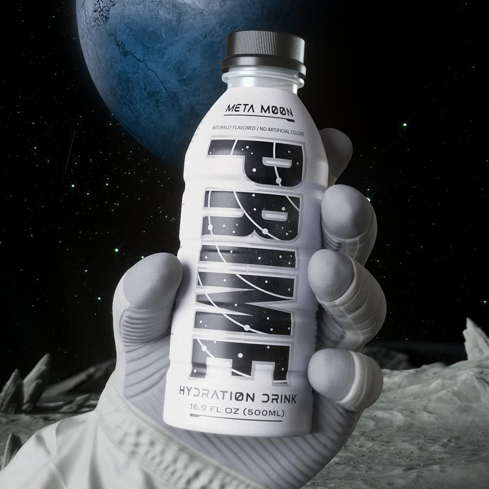 PRIME Hydration META MOON | Sports Drinks | Electrolyte Enhanced for Ultimate Hydration | 250mg BCAAs | B Vitamins | Antioxidants | 2g Of Sugar | 16.9 Fluid Ounce | 12 Pack