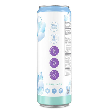 Alani Nu Sugar-Free Energy Drink, Pre-Workout Performance, Arctic White, 12 oz Cans (Pack of 12)