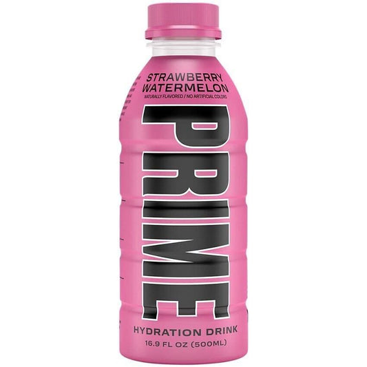 Prime Hydration Drink Sports Beverage "Strawberry Watermelon", Naturally Flavored, 10% Coconut Water, 250mg BCAAs, B Vitamins, Antioxidants, 834mg Electrolytes, Only 20 Calories per 16.9 Fl Oz Bottle (Pack of 6)